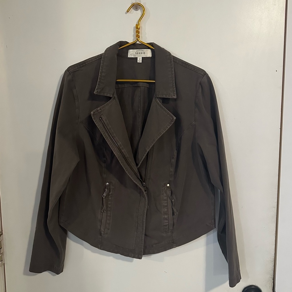 torrid Charcoal Gray Cropped Moto Jacket